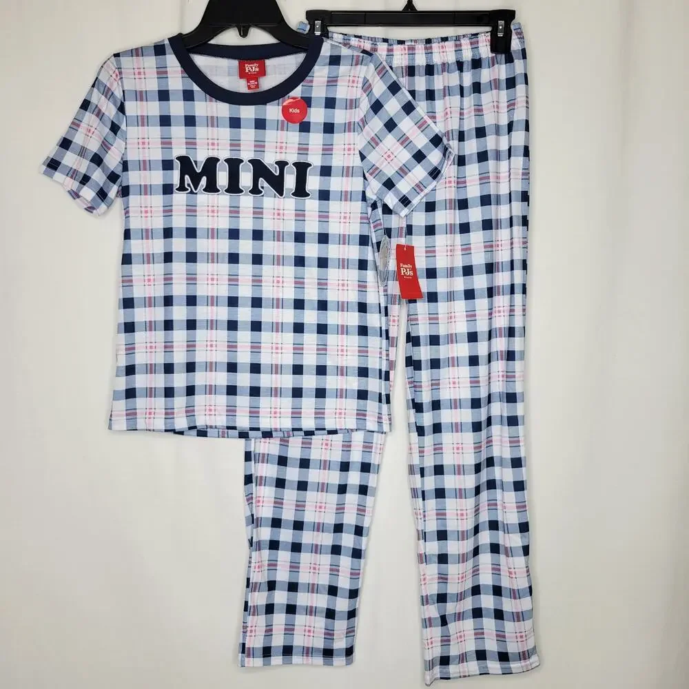 Family PJs Kids Mini Mix It Pajama Set Simple Plaid Blue NWT Size XL 14-16